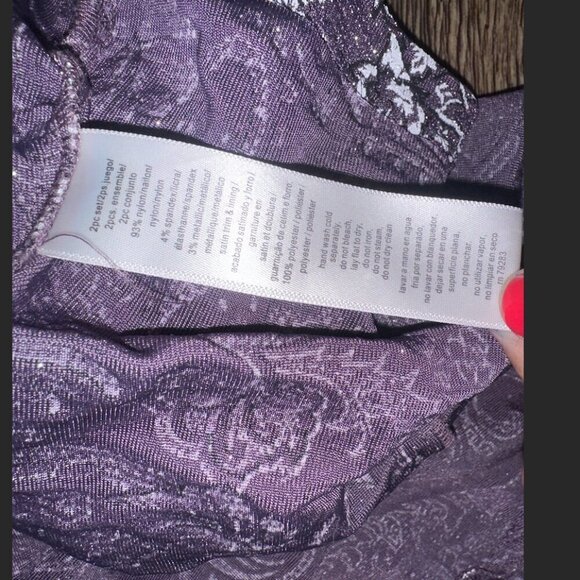 Purple Alex Evenings Floral Glitter Long Sleeve Collared Blazer Coat Large - Picture 12 of 16